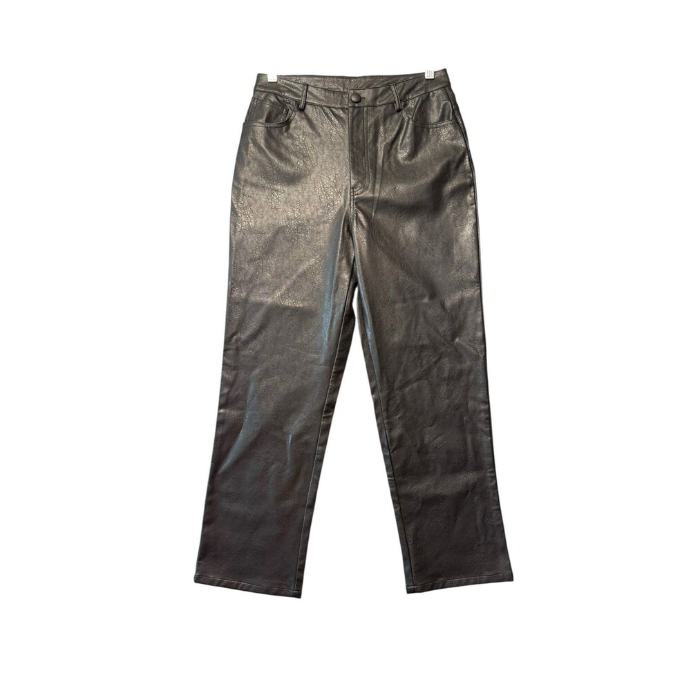 Ee:some Bloom Boutique Faux Leather Pants Womens S Black High Rise Straight NWT